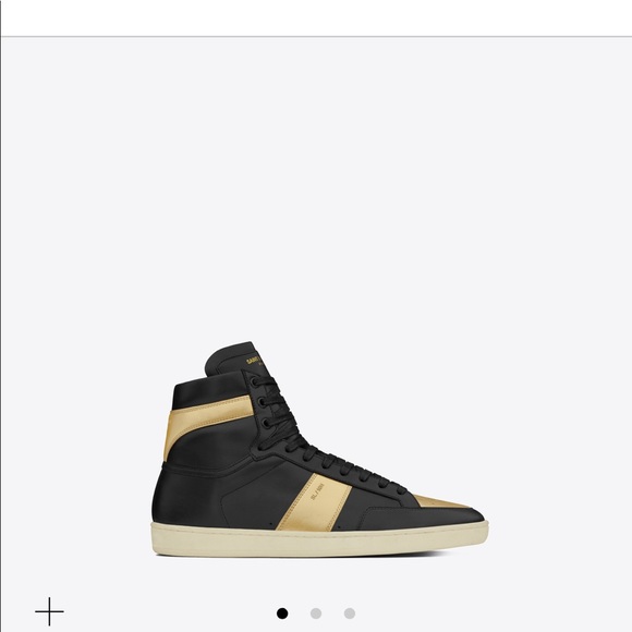 black and gold saint laurent sneakers